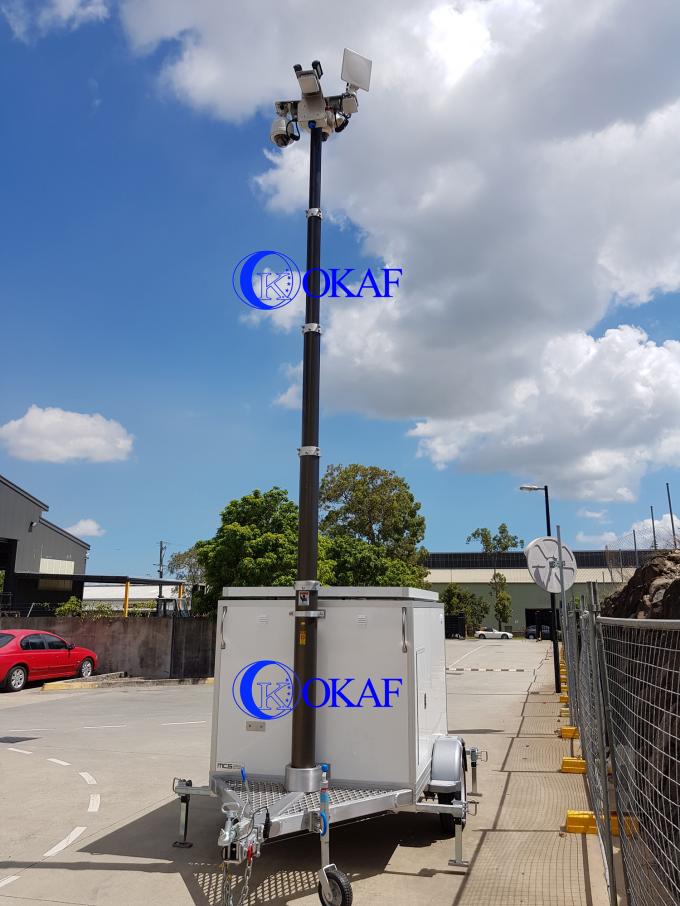 Mobile Sentry GPS Position 9m 400Ah Telescopic Mast Pole HD 1080P PTZ