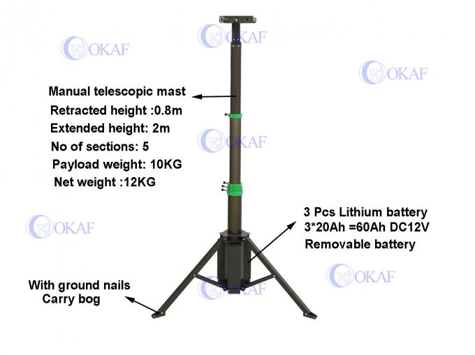 Manual Lifting Portable Power Bank Tripod Foldable Telescopic Mast With Battery 1