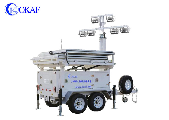 Emergency Rescue Mobile Security Camera Trailer 8x200w Solar Panels