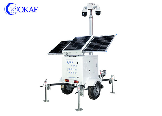 Mobile Solar CCTV Surveillance Trailer Mounted Security Camera Tower