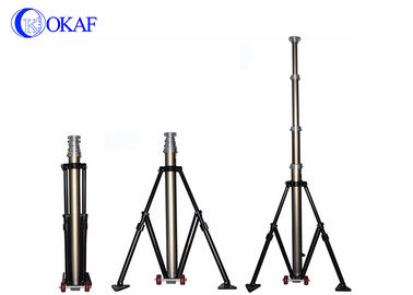 Mobile Telescopic Mast Pole , Portable Antenna Mast Tripod With Wheels