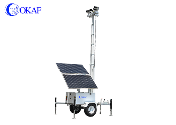 Off-Grid Solar-Powered Mobile Surveillance System 12m Telescopic Mast Solar CCTV Security Trailer for Construction Site