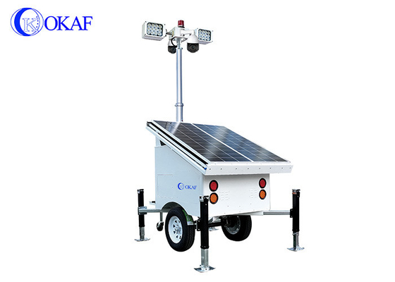 OKAF Construction Site Surveillance Light Tower 4G 5G Mobile CCTV Trailer Solar Security Camera Tower