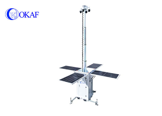 OK-PRO9 OKAF 4G WIFI GPS Mobile Solar CCTV Security Tower Temporary Monitoring for Parking Lot