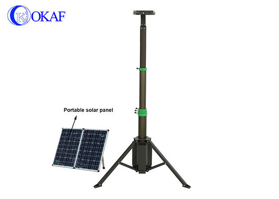 Manual Lifting Portable Power Bank Tripod Foldable Telescopic Mast With Battery