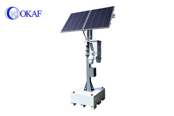 OkTower Self Powered Solar CCTV Surveillance Tower With 4m Hand Crank Telescopic Mast Support 4G Starlink Remote Video