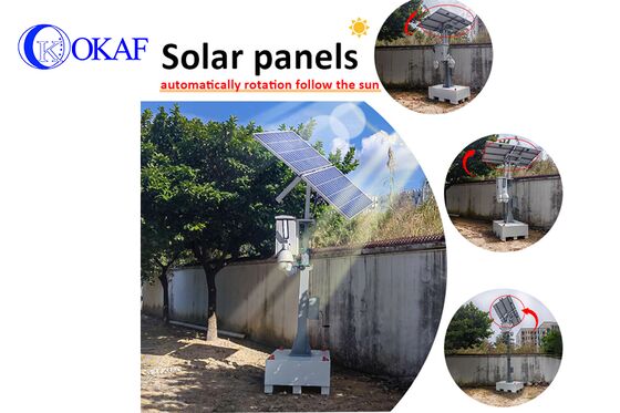 OkTower Self Powered Solar CCTV Surveillance Tower With 4m Hand Crank Telescopic Mast Support 4G Starlink Remote Video