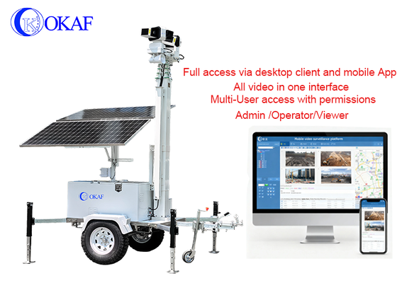 Off-Grid Solar-Powered Mobile Surveillance System 12m Telescopic Mast Solar CCTV Security Trailer for Construction Site