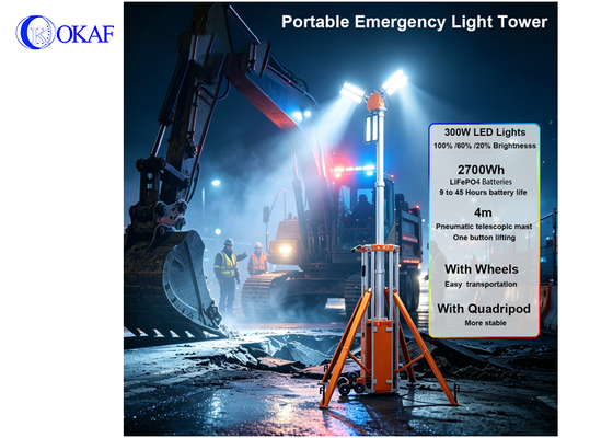 All-in-One Portable Emergency Light Tower Battery Powered Telescopic Lighting Tower for Construction Fire Rescue