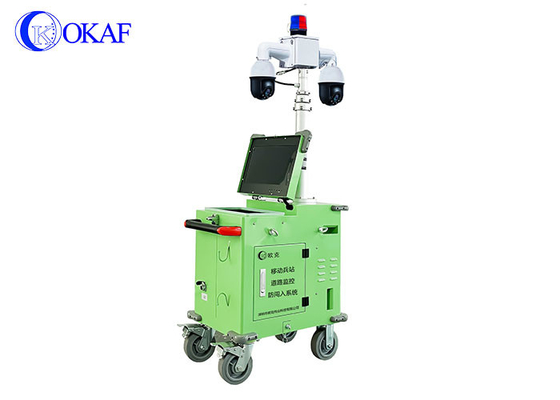 3.5m Telescopic Mast Mobile Sentry Surveillance Trailers For Construction Site